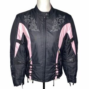 X Element Black & Pink Motorcycle Full Zip Jacket